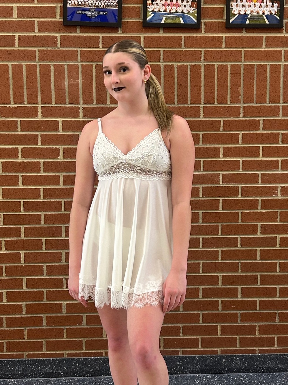 Sheer Lace Babydoll Nightdress in White